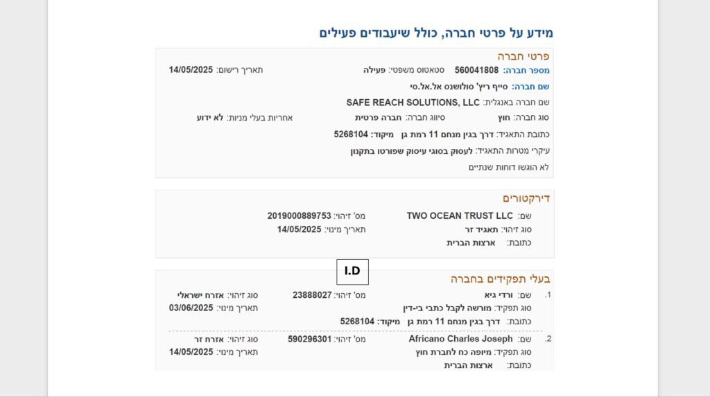 Izraeli dokumentumok további amerikai érdekeltségeket tárnak fel a gázai segélyközpontokat védő cégek iránt 3 Screenshots.IsraeliMinistryofJustice.May2025
