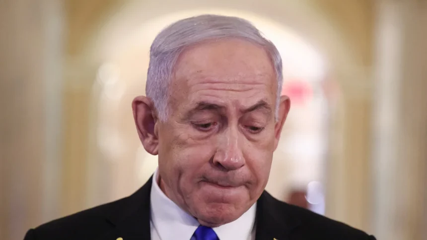 Israeli Prime Minister Benjamin Netanyahu speaks to the press on Capitol Hill in Washington D.C. U.S. July 8 2025. REUTERS.jpg